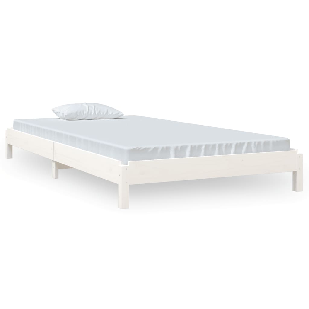 Letto Impilabile Bianco 80x200cm in Legno Massello di Pino - homemem39