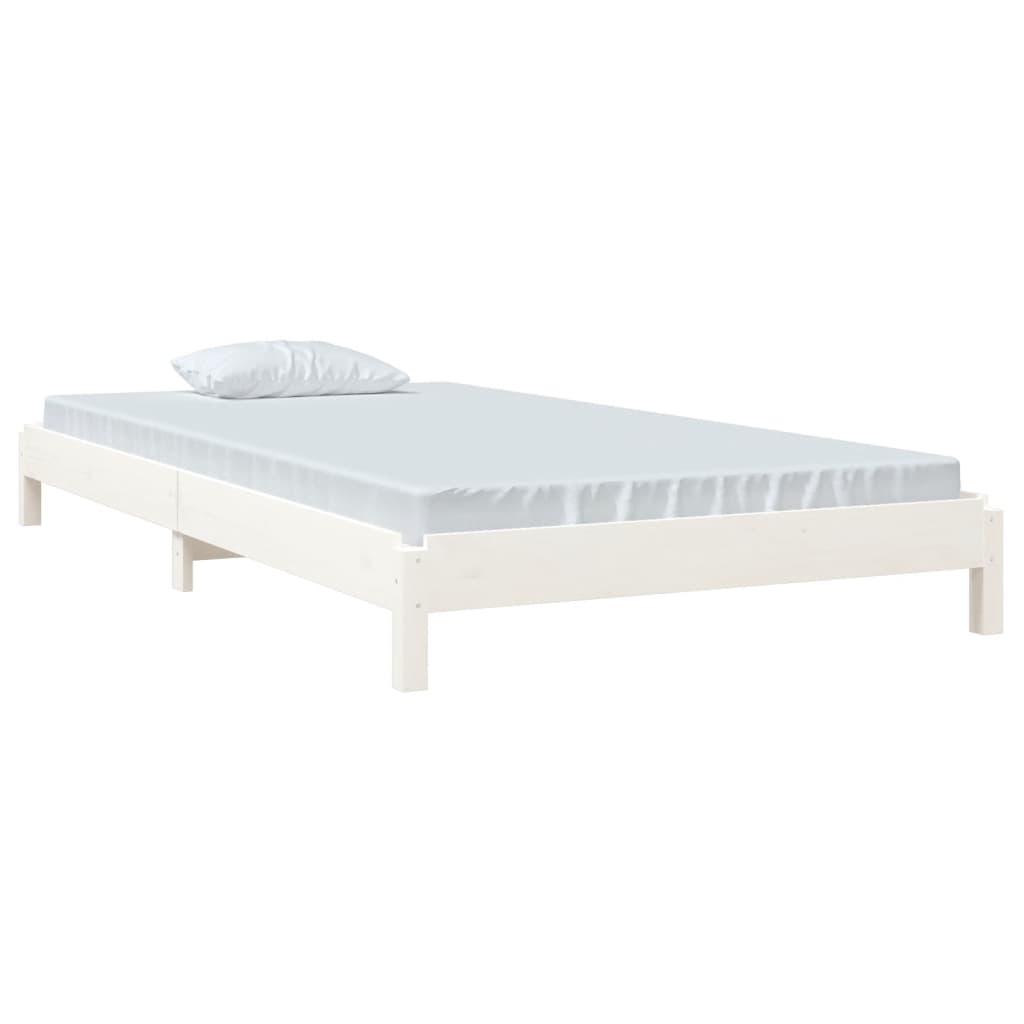 Letto Impilabile Bianco 80x200cm in Legno Massello di Pino - homemem39