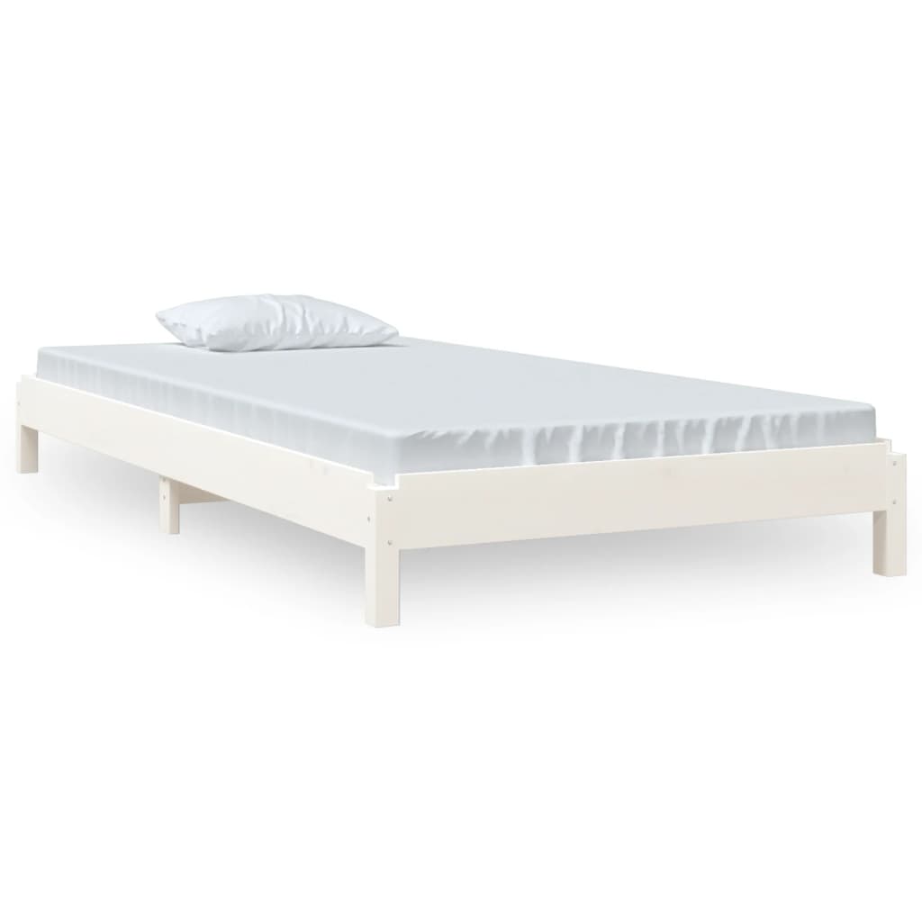 Letto Impilabile Bianco 90x190 cm in Legno Massello di Pino - homemem39