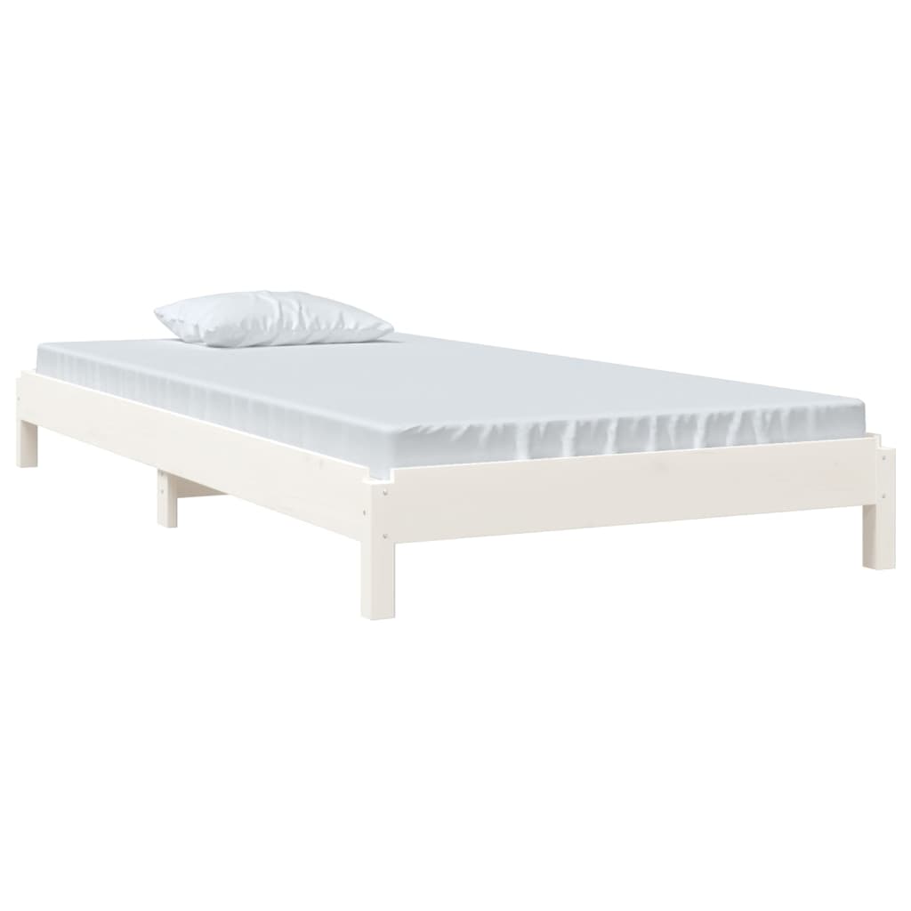 Letto Impilabile Bianco 90x190 cm in Legno Massello di Pino - homemem39