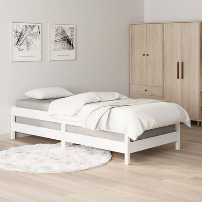 Letto Impilabile Bianco 90x190 cm in Legno Massello di Pino - homemem39