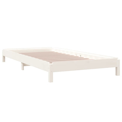 Letto Impilabile Bianco 90x190 cm in Legno Massello di Pino - homemem39