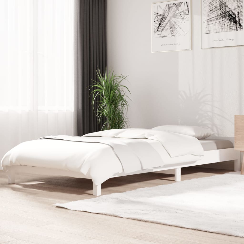 Letto Impilabile Bianco 90x190 cm in Legno Massello di Pino - homemem39