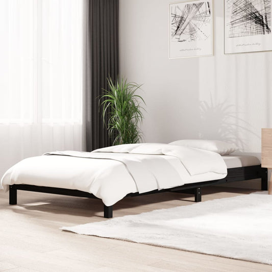 Letto Impilabile Nero 90x190 cm in Legno Massello di Pino - homemem39