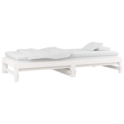 Dormeuse Estraibile Bianca 2x(90x200) cm Legno Massello di Pino - homemem39