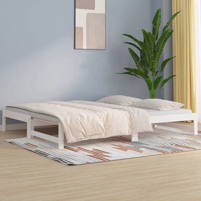 Dormeuse Estraibile Bianca 2x(90x200) cm Legno Massello di Pino - homemem39