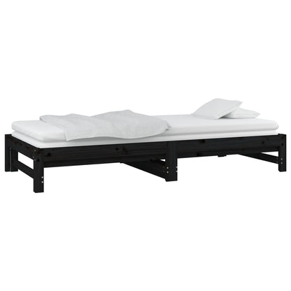 Dormeuse Estraibile Nera 2x(80x200) cm Legno Massello di Pino - homemem39