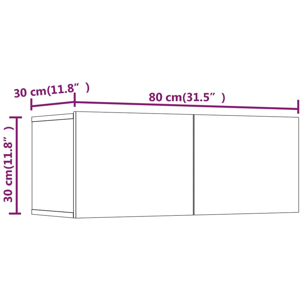 Mobili Porta TV Bianchi 2 pz 80x30x30 cm in Legno Multistrato - homemem39