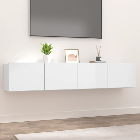 Mobili Porta TV 2pz Bianco Lucido 80x30x30 cm Legno Multistrato - homemem39