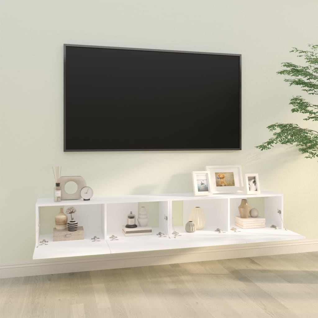 Mobili TV da Parete 2 pz Bianchi 100x30x30 cm Legno Multistrato - homemem39