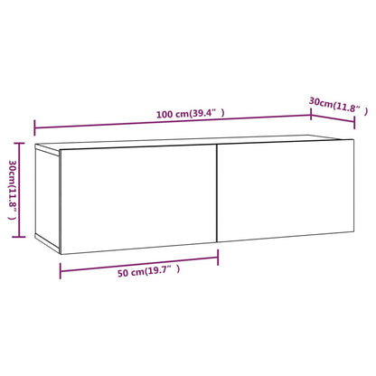 Mobili TV da Parete 2 pz Bianchi 100x30x30 cm Legno Multistrato - homemem39