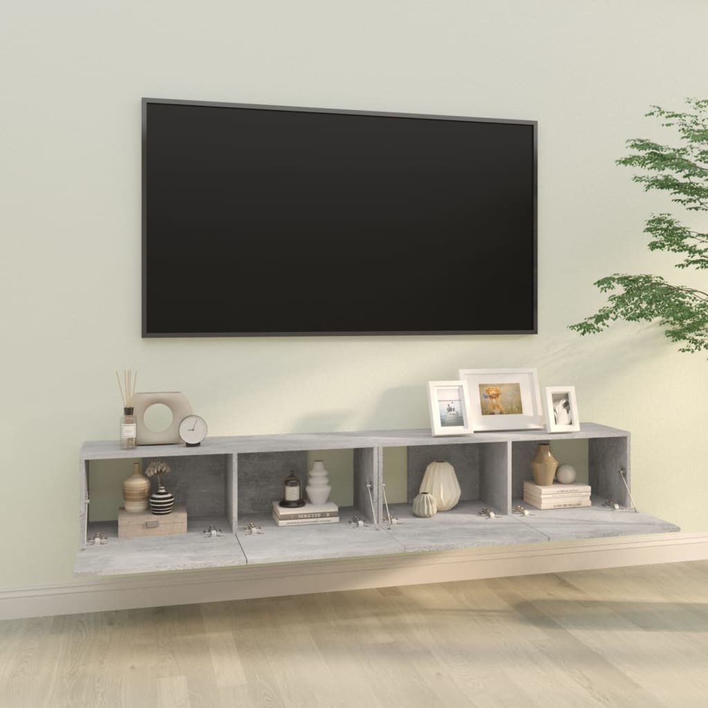 Mobili TV da Parete 2 pz Grigio Cemento 100x30x30 cm in Legno - homemem39