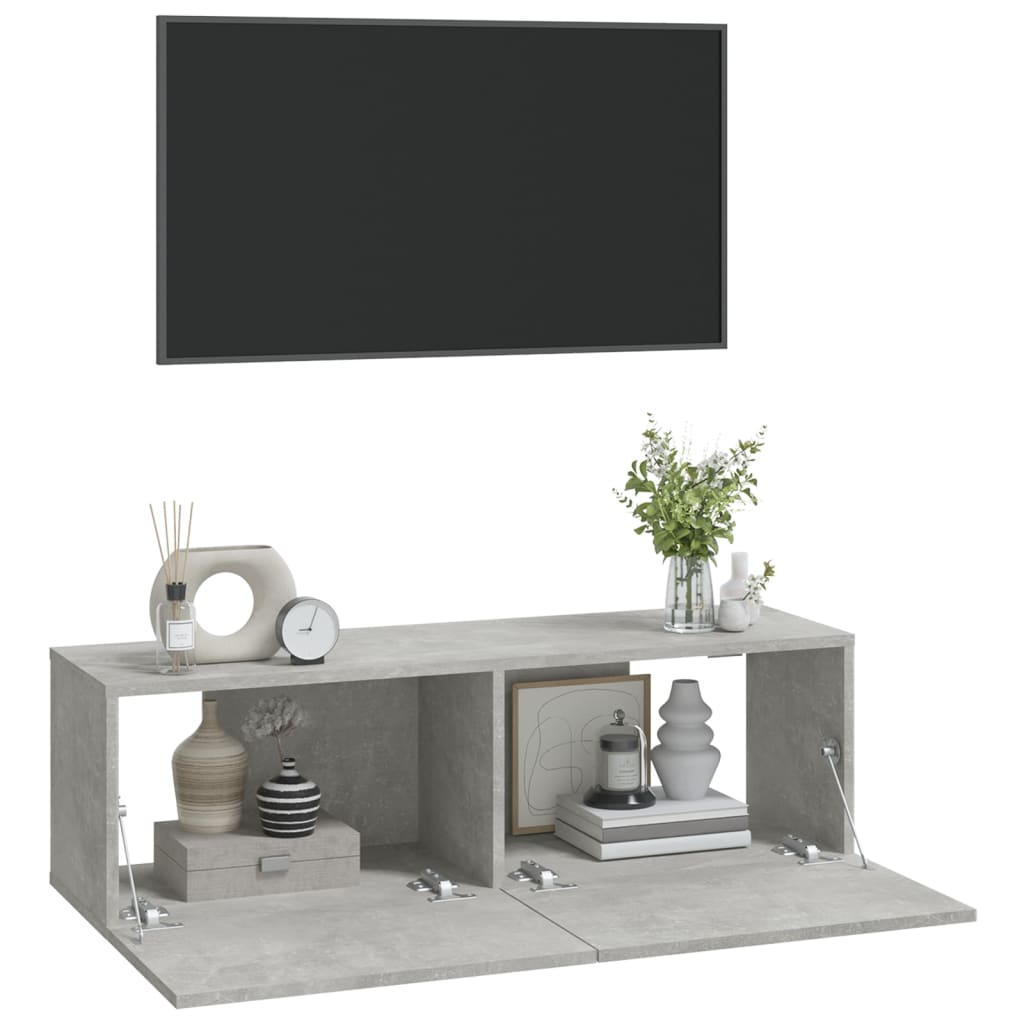 Mobili TV da Parete 2 pz Grigio Cemento 100x30x30 cm in Legno - homemem39