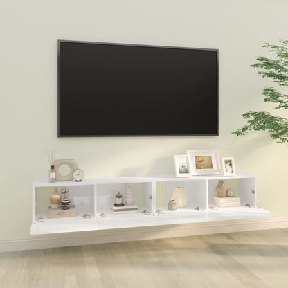 Mobili TV da Parete 2 pz Bianco Lucido 100x30x30 cm in Legno - homemem39