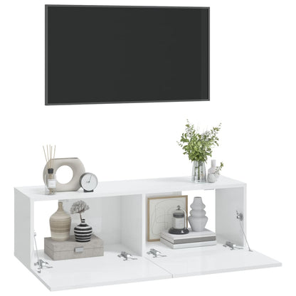 Mobili TV da Parete 2 pz Bianco Lucido 100x30x30 cm in Legno - homemem39