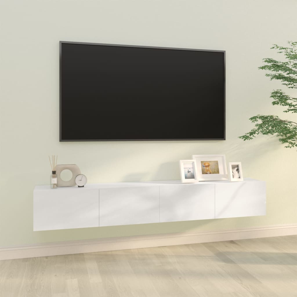 Mobili TV da Parete 2 pz Bianco Lucido 100x30x30 cm in Legno - homemem39