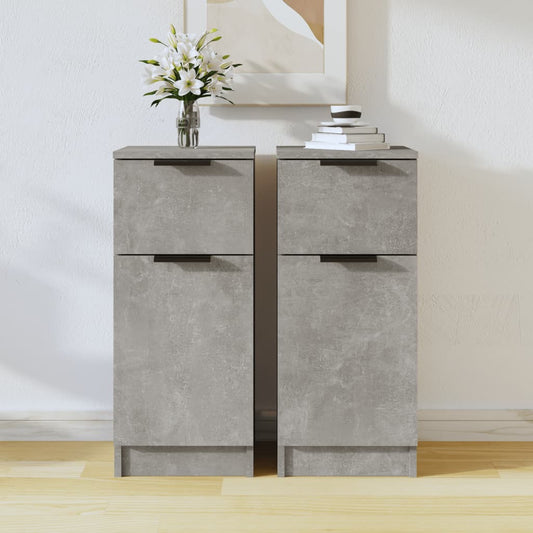 Credenze 2 pz Grigio Cemento 30x30x70 cm in Legno Multistrato - homemem39