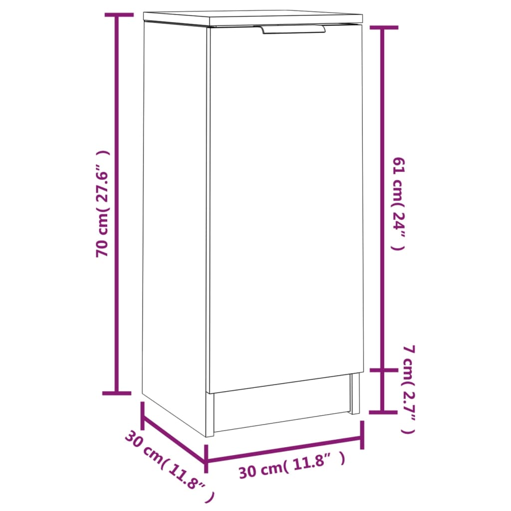 Credenza Bianco Lucido 30x30x70 cm in Legno Multistrato - homemem39