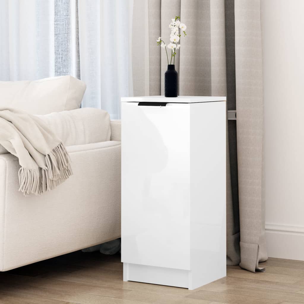 Credenza Bianco Lucido 30x30x70 cm in Legno Multistrato - homemem39