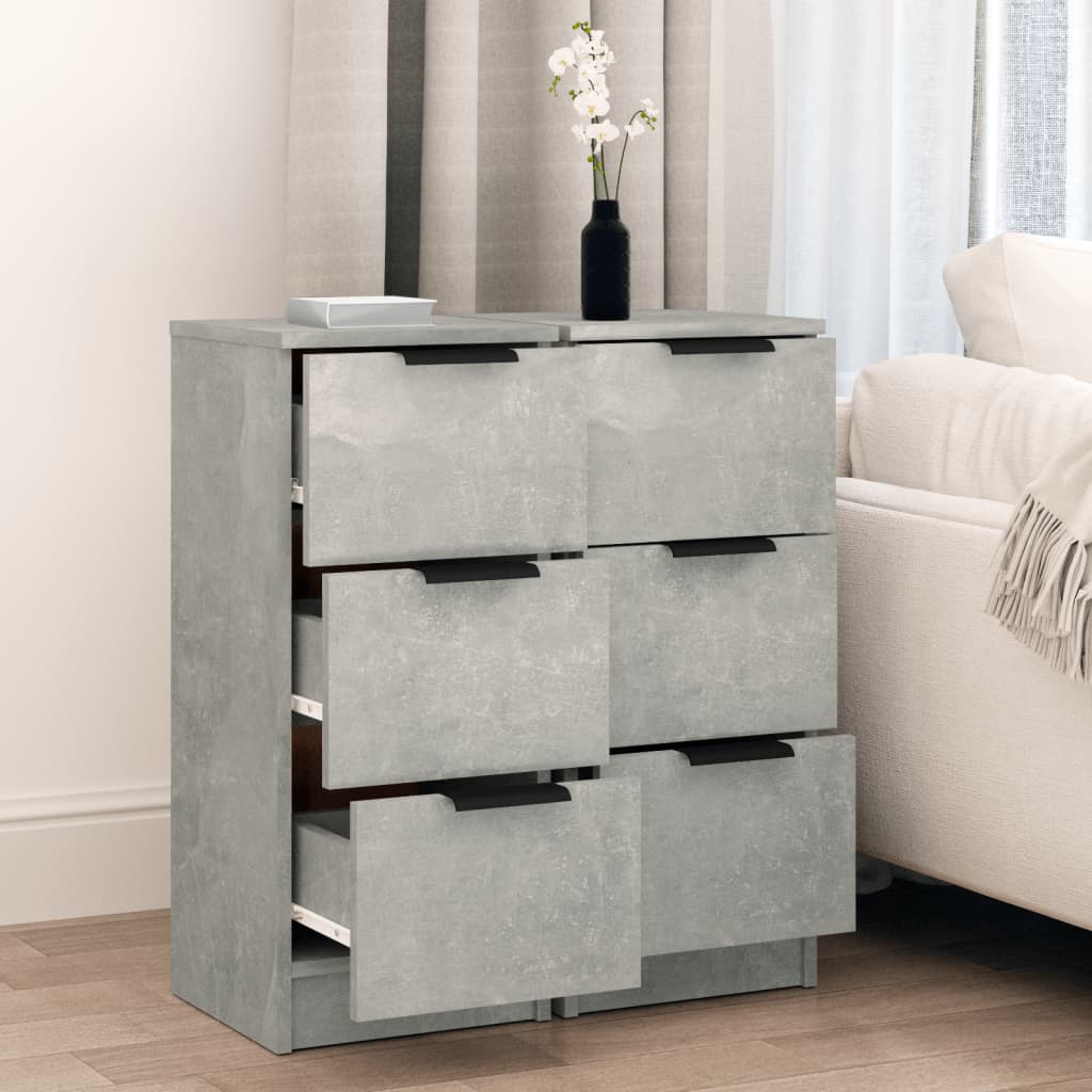 Credenze 2 pz Grigio Cemento 30x30x70 cm in Legno Multistrato - homemem39