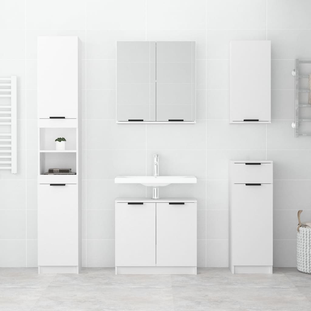 Armadietto da Bagno Bianco 64,5x33,5x59 cm in Legno Multistrato - homemem39