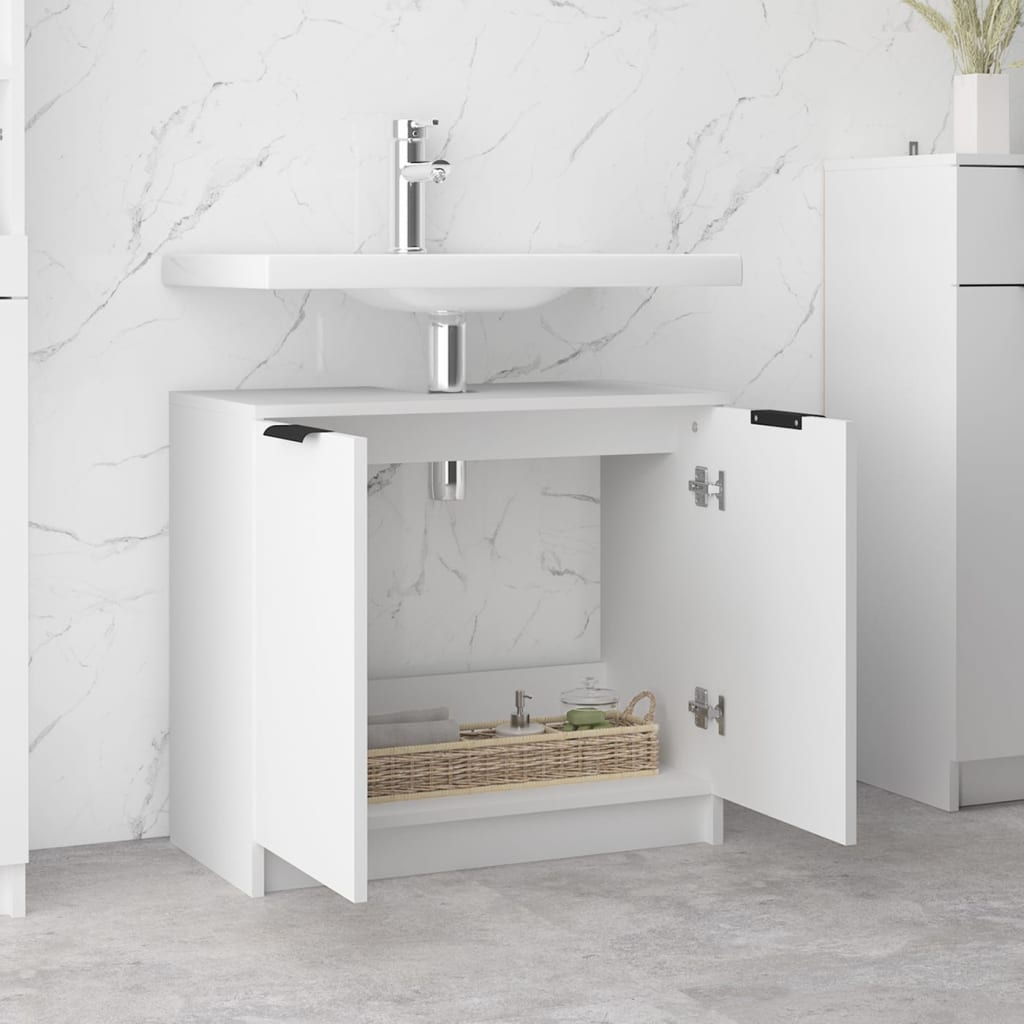 Armadietto da Bagno Bianco 64,5x33,5x59 cm in Legno Multistrato - homemem39