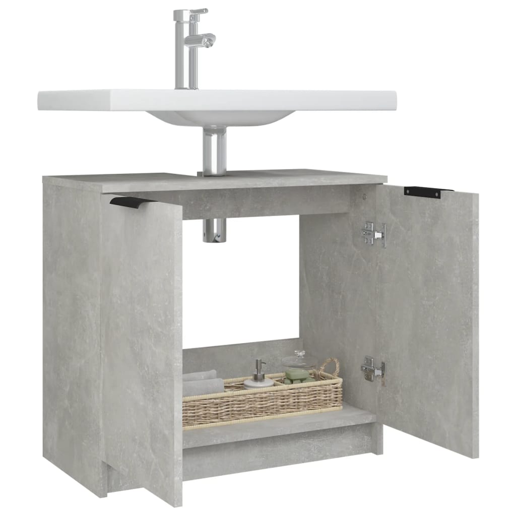 Mobile Bagno Grigio Cemento 64,5x33,5x59cm in Legno Multistrato - homemem39