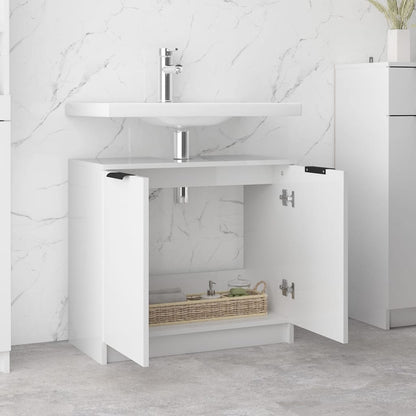 Mobile da Bagno Bianco Lucido 64,5x33,5x59 cm Legno Multistrato - homemem39