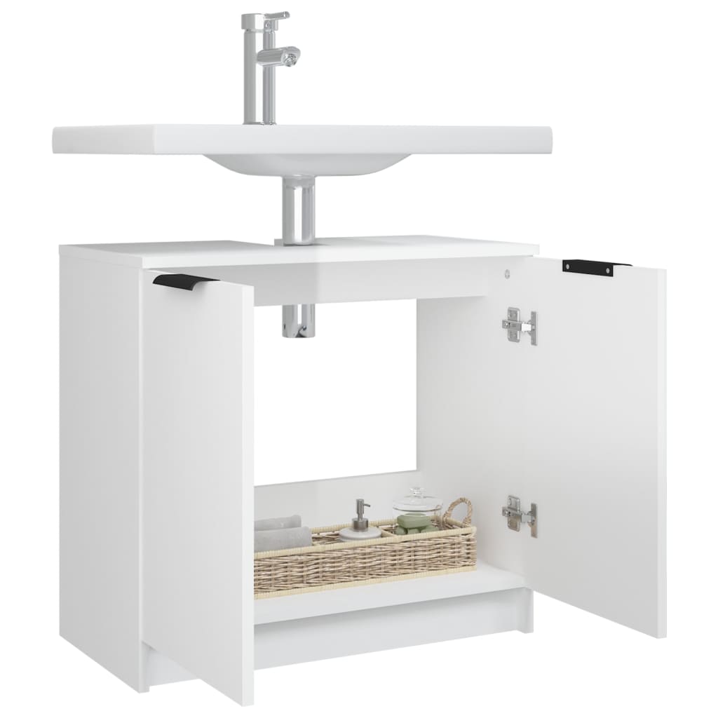 Mobile da Bagno Bianco Lucido 64,5x33,5x59 cm Legno Multistrato - homemem39