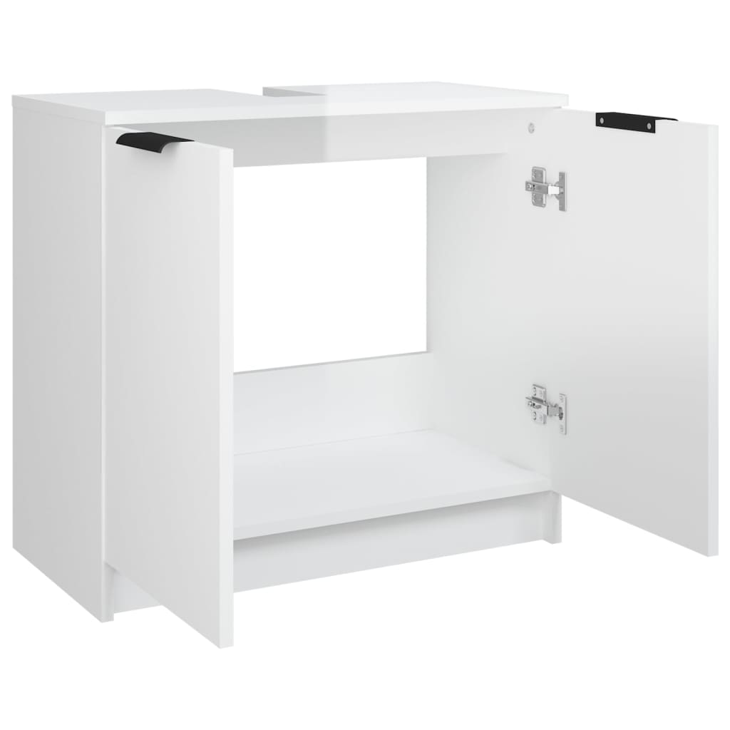 Mobile da Bagno Bianco Lucido 64,5x33,5x59 cm Legno Multistrato - homemem39