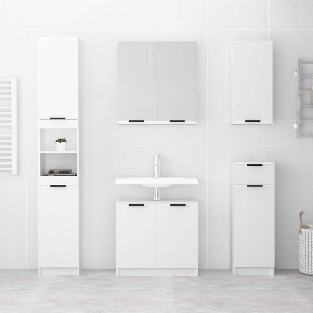 Armadietto da Bagno Bianco 32x34x188,5 cm in Legno Multistrato - homemem39