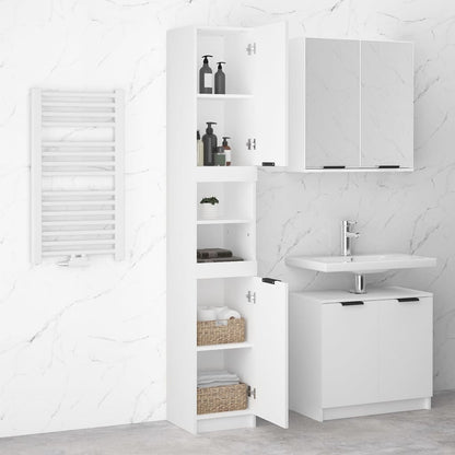 Armadietto da Bagno Bianco 32x34x188,5 cm in Legno Multistrato - homemem39