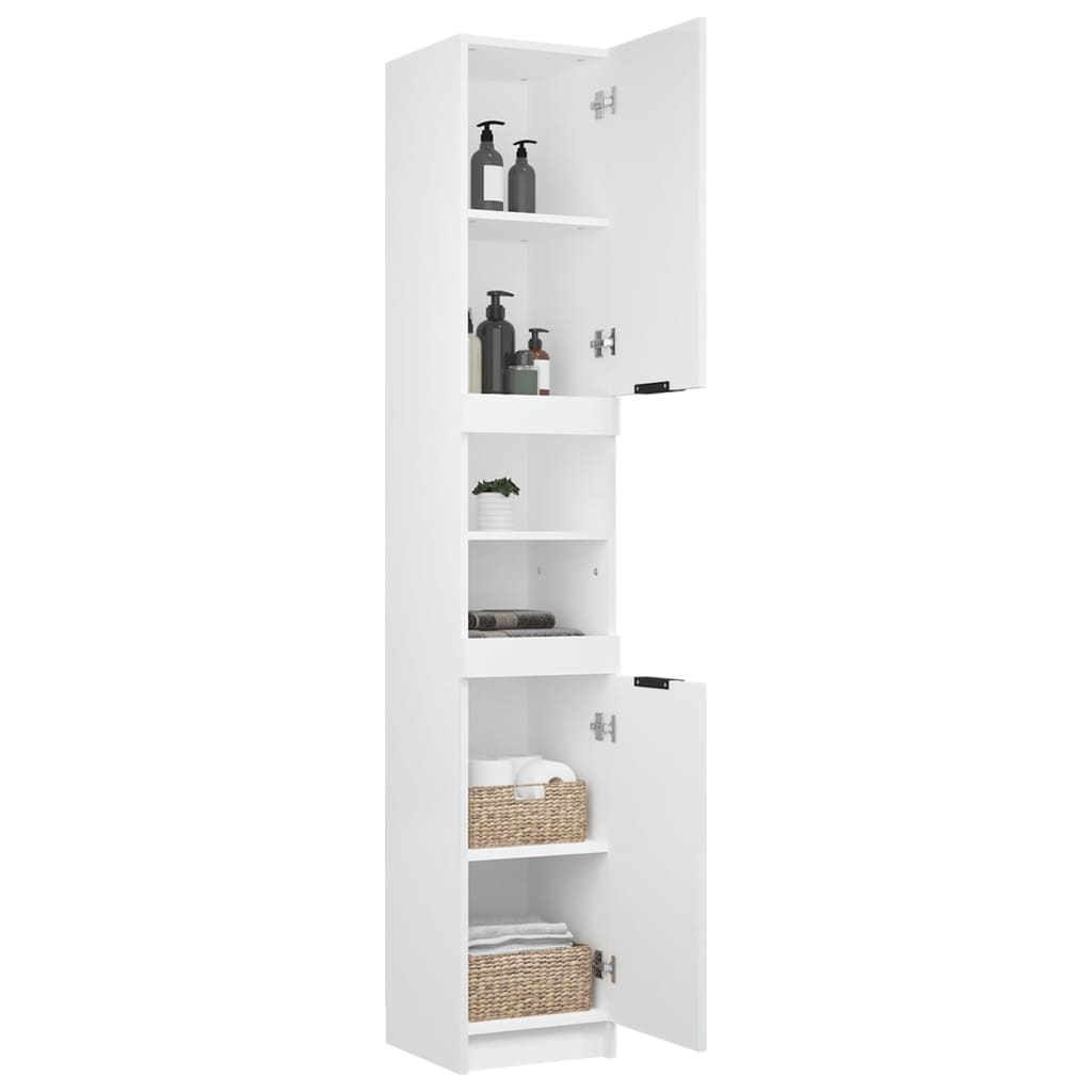 Armadietto da Bagno Bianco 32x34x188,5 cm in Legno Multistrato - homemem39