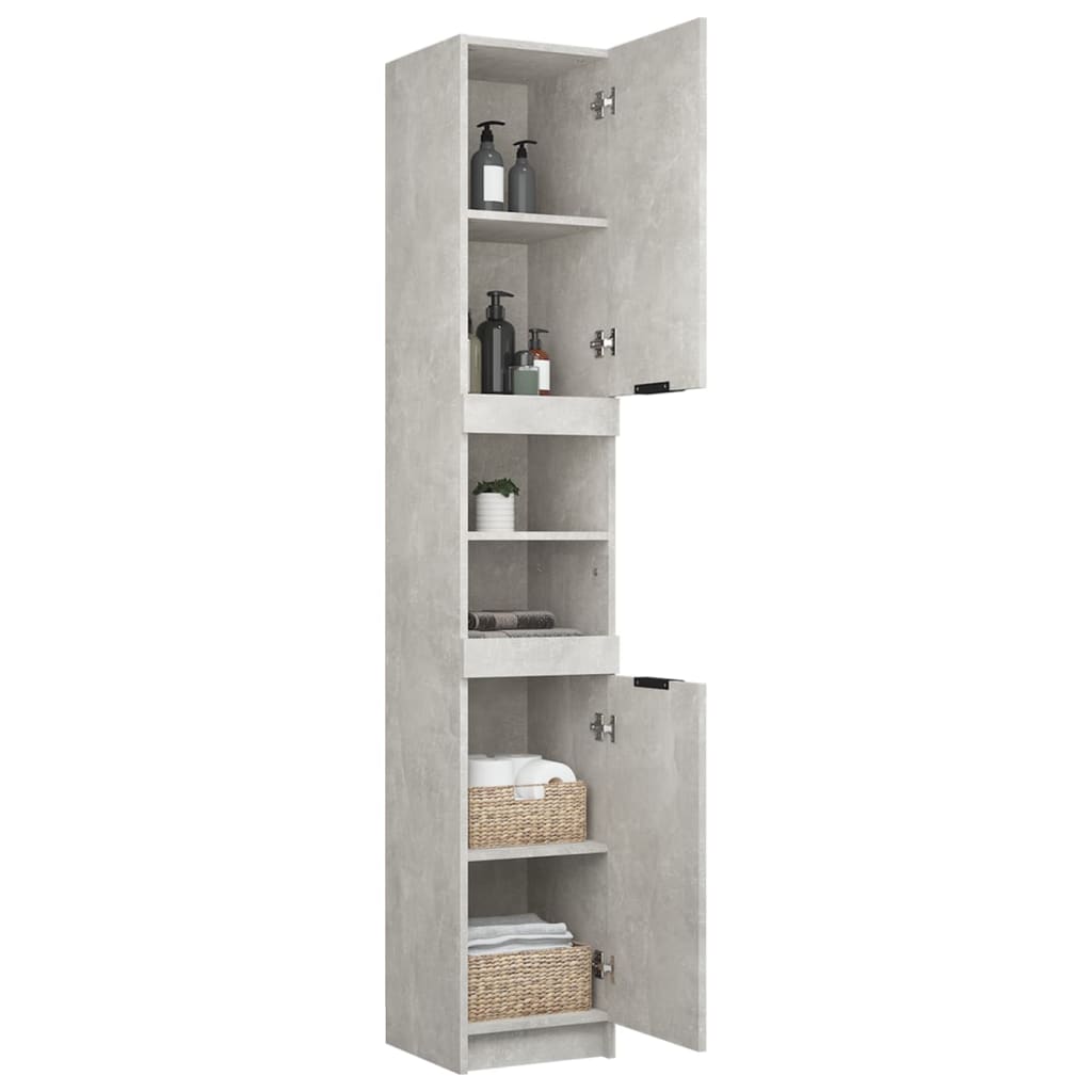 Mobile da Bagno Grigio Cemento 32x34x188,5 cm Legno Multistrato - homemem39