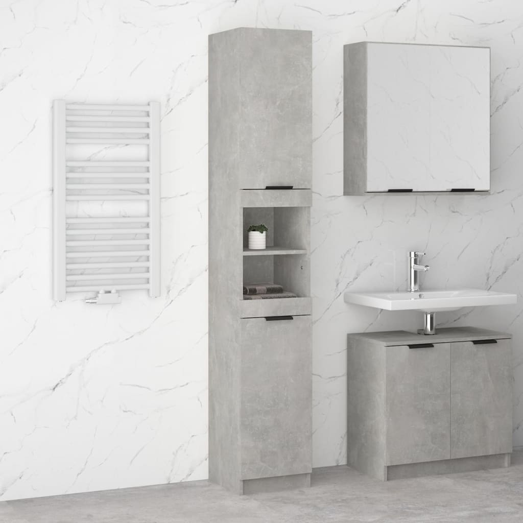 Mobile da Bagno Grigio Cemento 32x34x188,5 cm Legno Multistrato - homemem39