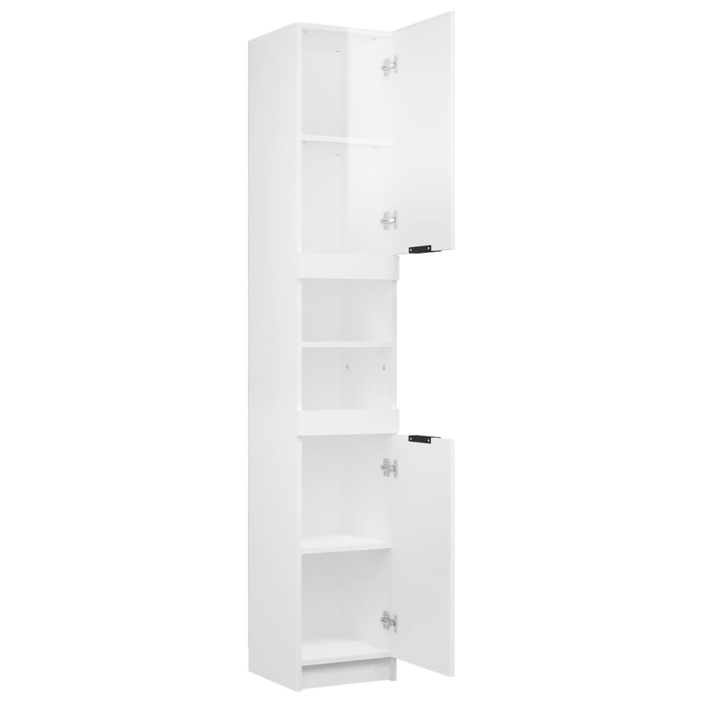 Mobile da Bagno Bianco Lucido 32x34x188,5 cm Legno Multistrato - homemem39