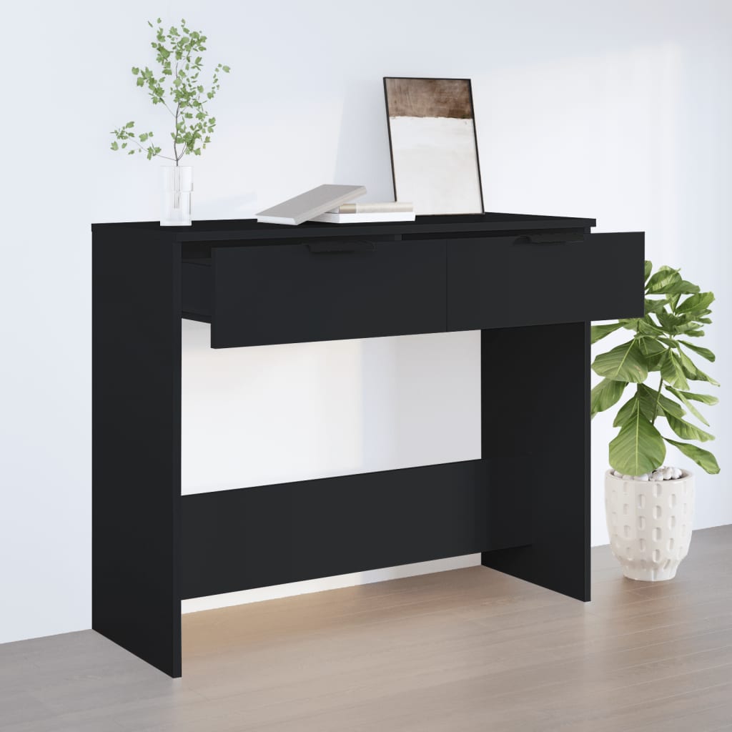 Tavolino Consolle Nero 90x36x75 cm in Legno Multistrato - homemem39