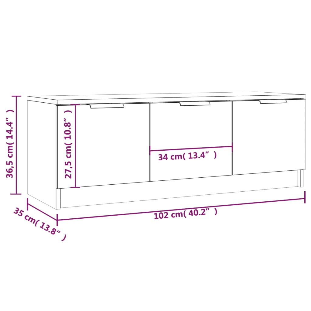 Mobile Porta TV Nero 102x35x36,5 cm in Legno Multistrato - homemem39