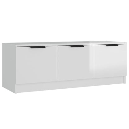 Mobile Porta TV Bianco Lucido 102x35x36,5 cm Legno Multistrato - homemem39