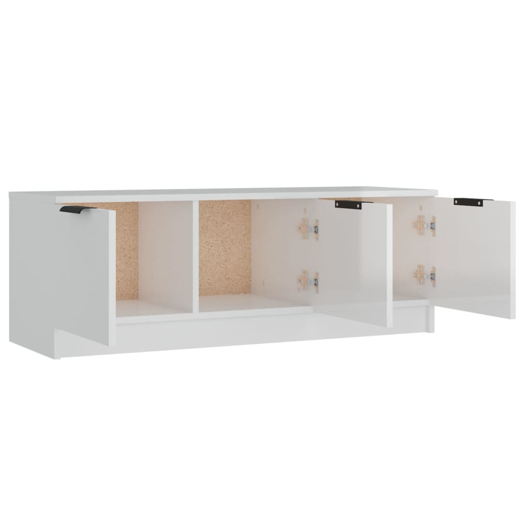 Mobile Porta TV Bianco Lucido 102x35x36,5 cm Legno Multistrato - homemem39