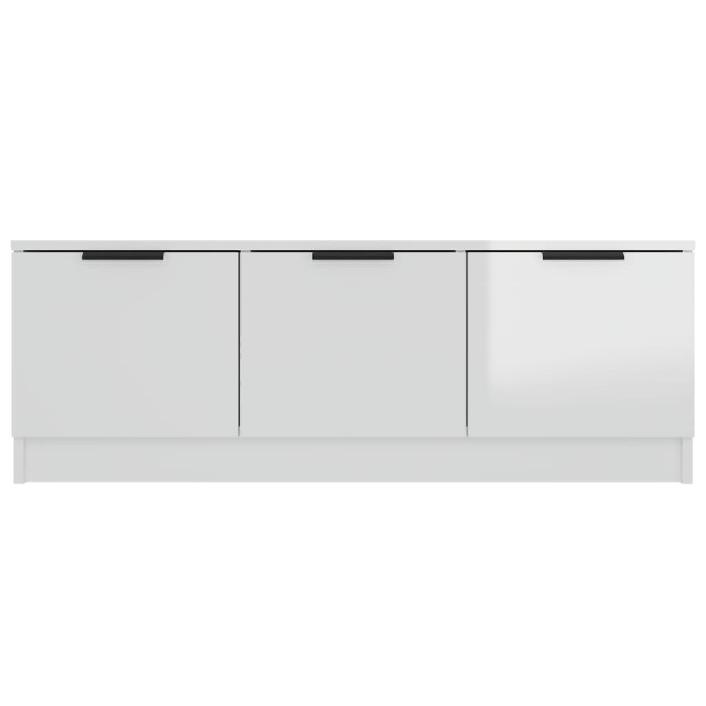 Mobile Porta TV Bianco Lucido 102x35x36,5 cm Legno Multistrato - homemem39