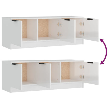 Mobile Porta TV Bianco Lucido 102x35x36,5 cm Legno Multistrato - homemem39