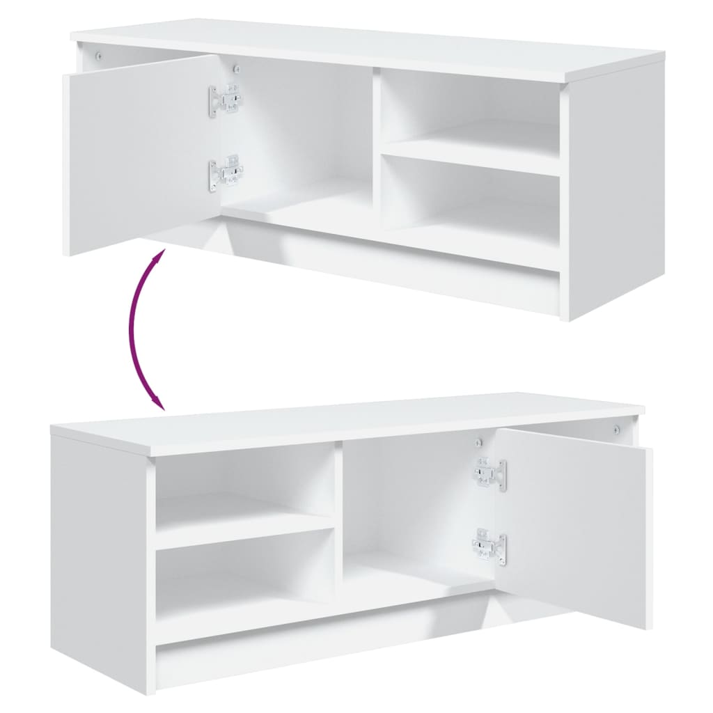 Mobile Porta TV Bianco 102x35,5x36,5 cm in Legno Multistrato - homemem39