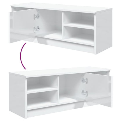 Mobile Porta TV Bianco Lucido 102x35,5x36,5cm Legno Multistrato - homemem39