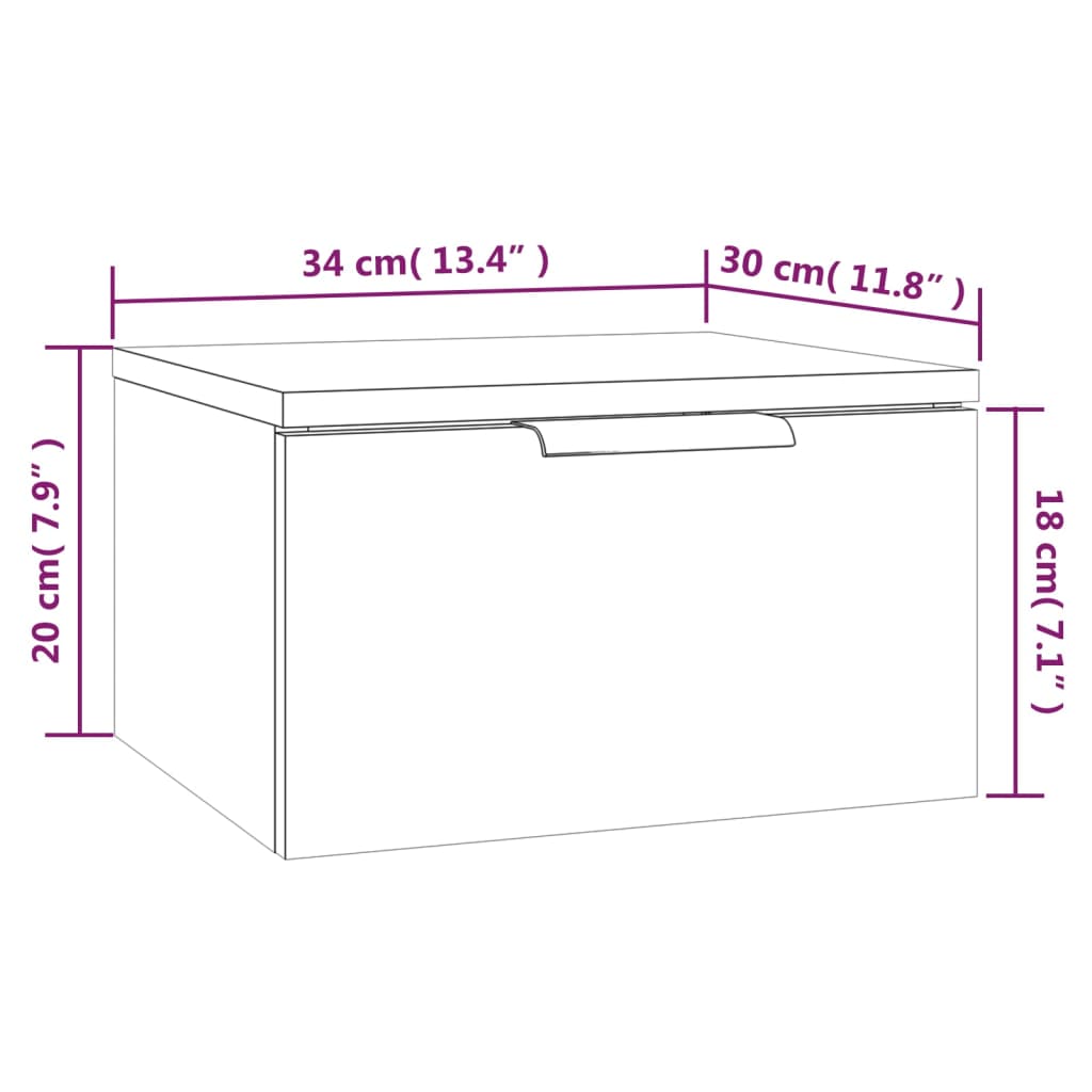 Comodino a Muro Bianco 34x30x20 cm - homemem39