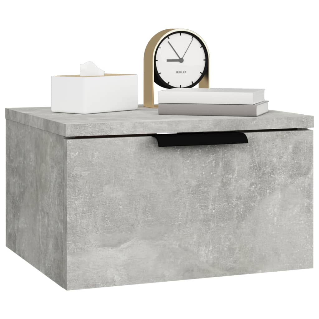 Comodino a Muro Grigio Cemento 34x30x20 cm - homemem39