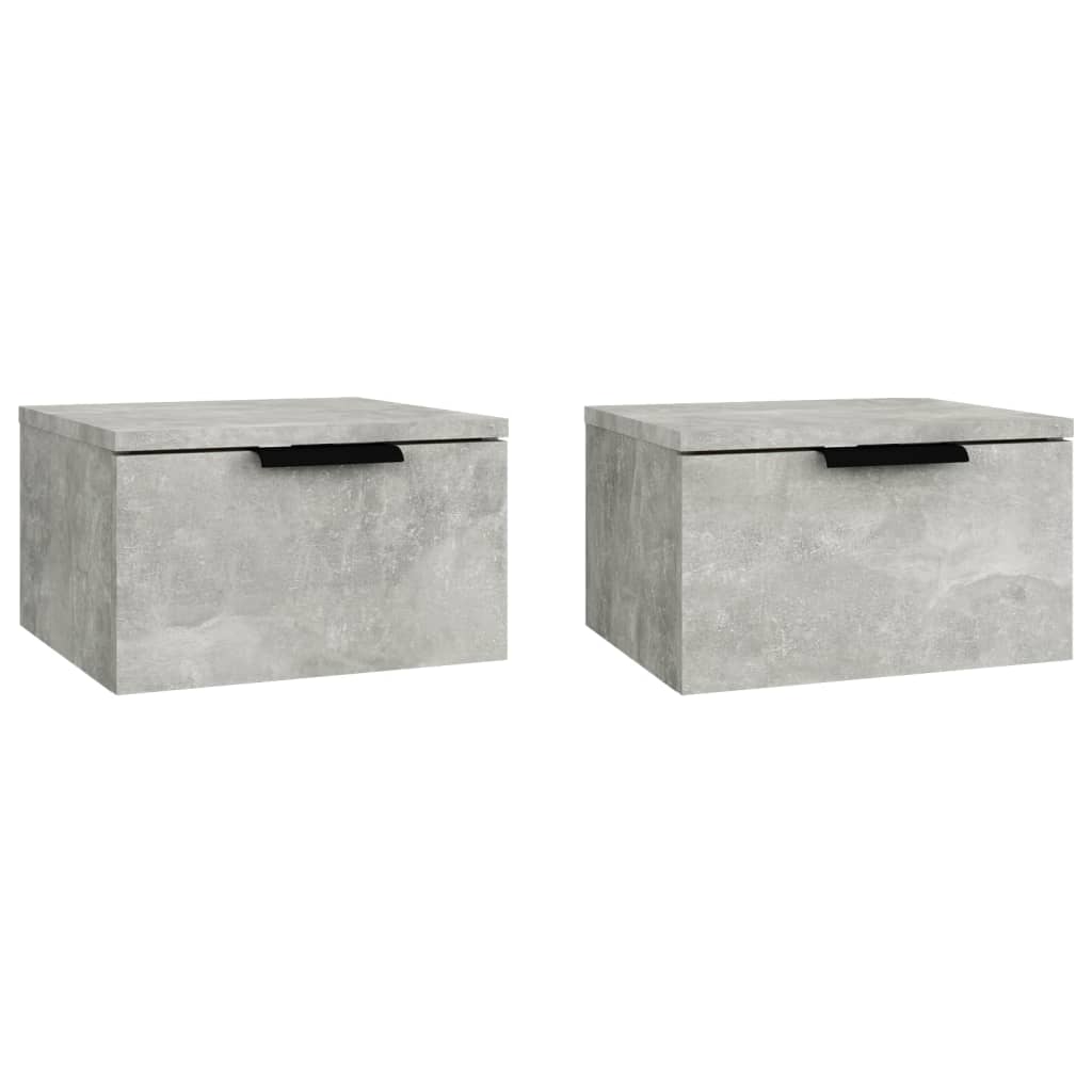 Comodini a Muro 2 pz Grigio Cemento 34x30x20 cm - homemem39