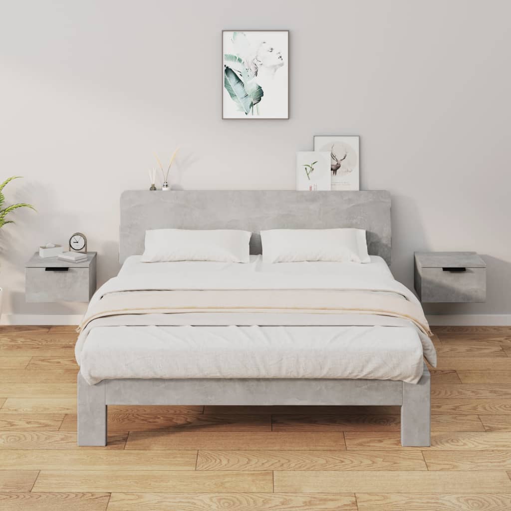 Comodini a Muro 2 pz Grigio Cemento 34x30x20 cm - homemem39