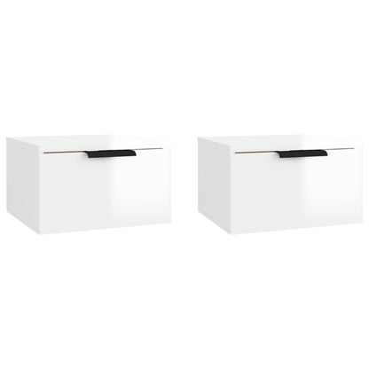 Comodini a Muro 2 pz Bianco Lucido 34x30x20 cm - homemem39