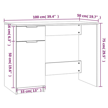 Scrivania Bianca 100x50x75 cm in Legno Multistrato - homemem39